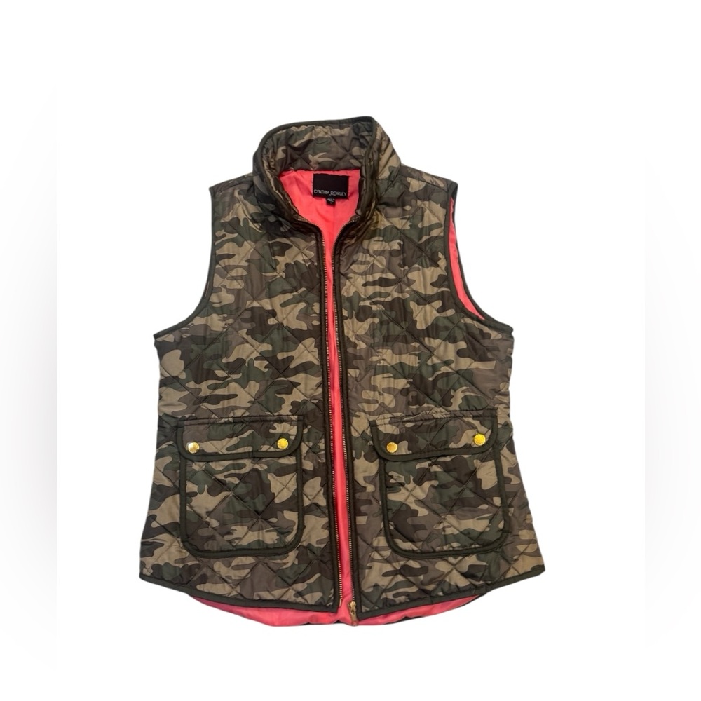 Cynthia Rowley Camo Quilted Puffer Vest Women’s LargePink Lining